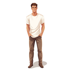 Fototapeta premium Professional young man standing confidently with folded arms front view vector illustration