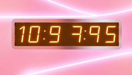 Futuristic Timepiece Glowing on Neon Backdrop, Digital Display Concept