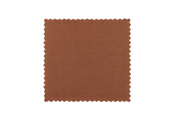 Textured brown fabric swatch featuring decorative scalloped edges, displayed on transparent background for seamless design integration