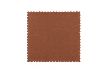 Textured brown fabric swatch featuring decorative scalloped edges, displayed on transparent background for seamless design integration