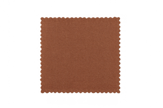 Textured brown fabric swatch featuring decorative scalloped edges, displayed on transparent background for seamless design integration