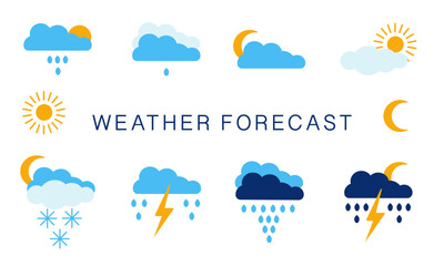 Weather Forecast Vector Icons – Flat Design Set