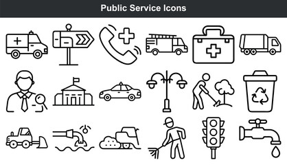 Black Public Service Icons Set