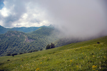 mountain landscape with clouds