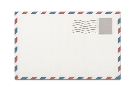 Classic airmail envelope ready for customization, featuring a blank space, postal stamp, and transparent background