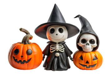 Cute Halloween Decor with Pumpkin and Skeleton Figures 2025