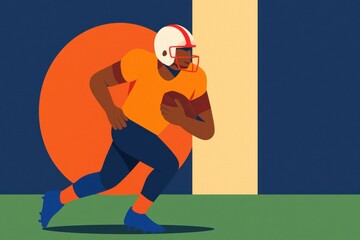 American football player running with the ball in a stadium