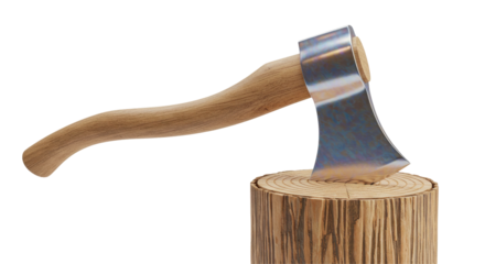 Isolated Axe Embedded in Log