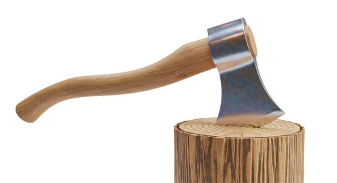 Isolated Axe Embedded in Log