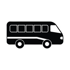 Black and White Bus Icon Illustration