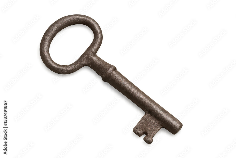 Poster old, rusty key resting on a transparent background, perfect for enhancing photo edits and creating c