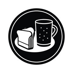 Toast and Drink Black and White Icon