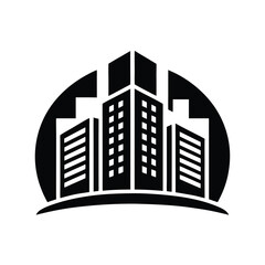 Fototapeta premium Cityscape Building Silhouette in Black and White