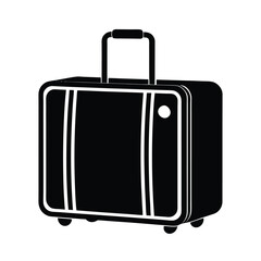 Black and white suitcase graphic illustration
