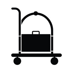 Hotel Luggage Cart Icon Black and White