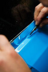 PPF Trimming with Precision Knife. Knife trimming in vinyl wrap detailing is crucial for...