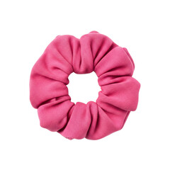 Pink hair scrunchie elastic band, isolated on transparent background