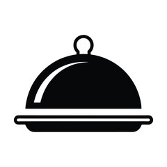 Obraz premium Black and White Food Cloche Icon