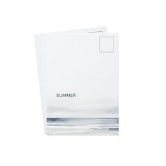 Minimal summer postcards with ocean design, isolated on transparent background