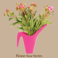 Pink Watering Can Vase with Peonies