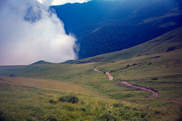 landscape with mountains and clouds