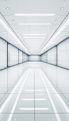 Obraz premium Futuristic Minimalist Hallway Design with Sleek Lines and Modern Illumination Effects