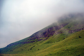 mountain landscape with fog