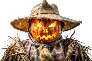 Glowing Jack-o'-lantern Scarecrow A Spooky Halloween Decoration