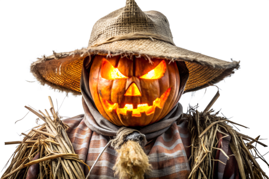 Glowing Jack-o'-lantern Scarecrow A Spooky Halloween Decoration