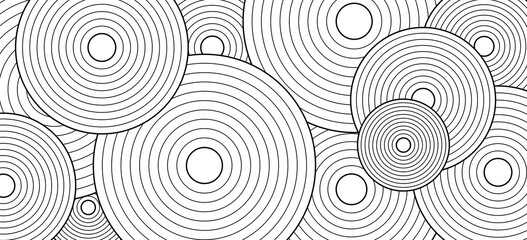 Abstract minimal black thin line concentrical layered circles wallpaper