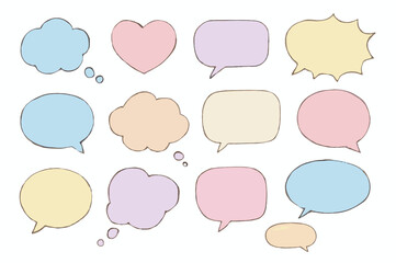 Empty Comic Speech Bubbles in Pastel Colors Vector Illustration for Cute Dialog and Message Design