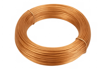 Copper wire coil showing electrical component detail, wound precisely for technical manufacturing or craft work