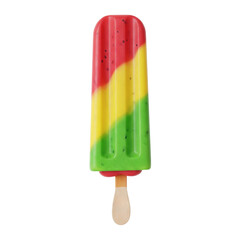 Multicolor fruit popsicle on stick, isolated on transparent background
