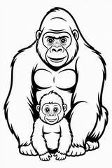 Obraz premium a gorilla family coloring page generative aI