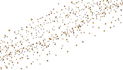 Elegant scatter of shimmering bronze and chocolate confetti isolated on white