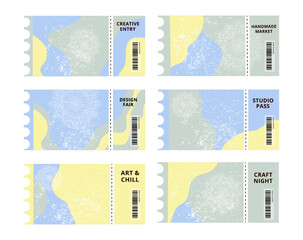 Vector Tickets with Mandala Design – Soft Textured Entry Pass Set