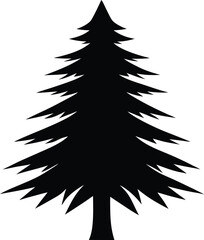 Obraz premium Evergreen tree silhouette simple nature graphic design