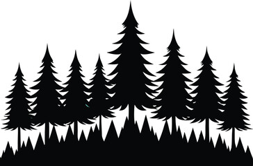 Obraz premium Majestic silhouette of evergreen trees in a forest