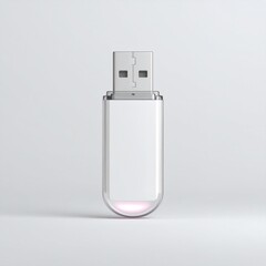 White Transparent USB Flash Drive with Pink Light