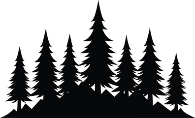 Obraz premium Majestic silhouette of evergreen trees on a hill