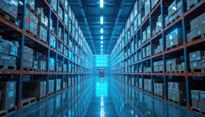 A futuristic, light-filled computer network server room with an urban tunnel architecture creates a sense of empty, underground perspective