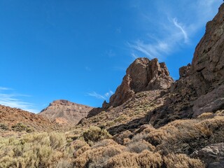 Fototapeta premium Tenerife panorama landscape,beautiful nature view mountains from hiking trips on Tenerife island, Canary Islands Spain