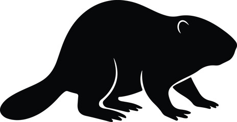 Silhouette beaver animal wildlife black shape vector illustration