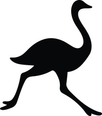 Obraz premium Silhouette black ostrich walking animal vector illustration