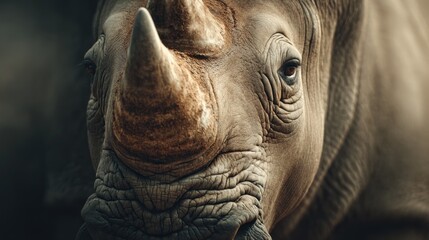 Obraz premium Close-up view of a rhino's contemplative face