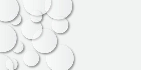 Modern design background for report and project presentation template. Abstract background with circle white abstract geometric background with soft light white paper circles in design .Gray abstract.