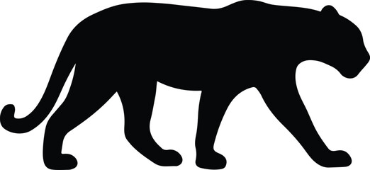 Silhouette black panther walking animal illustration vector illustration