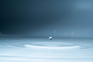 Close-up of a water drop and splash background, small impact causes big changes. Ripple, macro wave...
