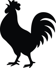 Silhouette black rooster farm animal vector illustration
