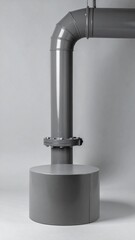 Grey Metal Industrial Pipe with Elbow Fitting